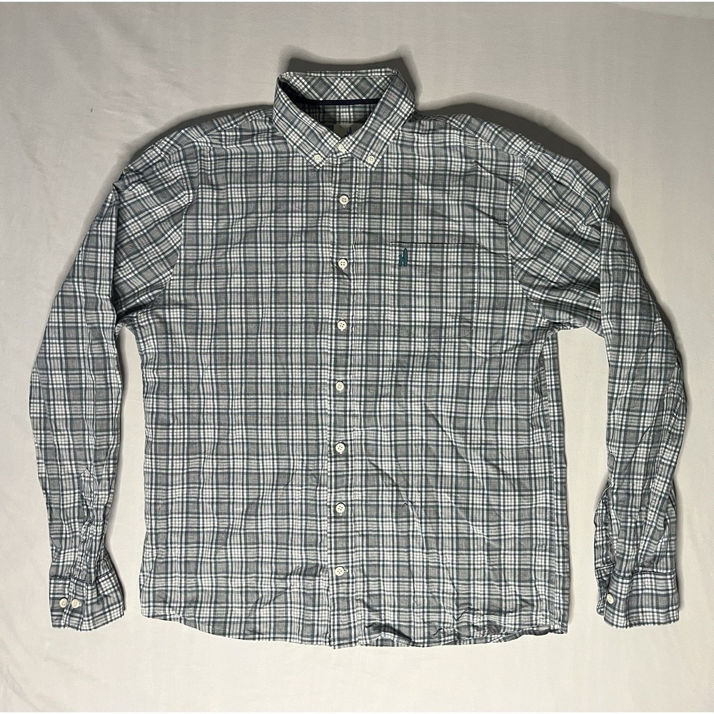 Johnnie O Hangin Out Oxford Dress Shirt Men's Large Plaid Long Smeeve Button Up